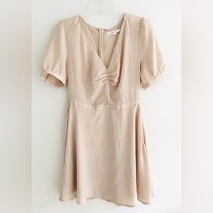 Anthropologie Avec Les Filles Dress Small Brown V-neck A-line Skater Mini